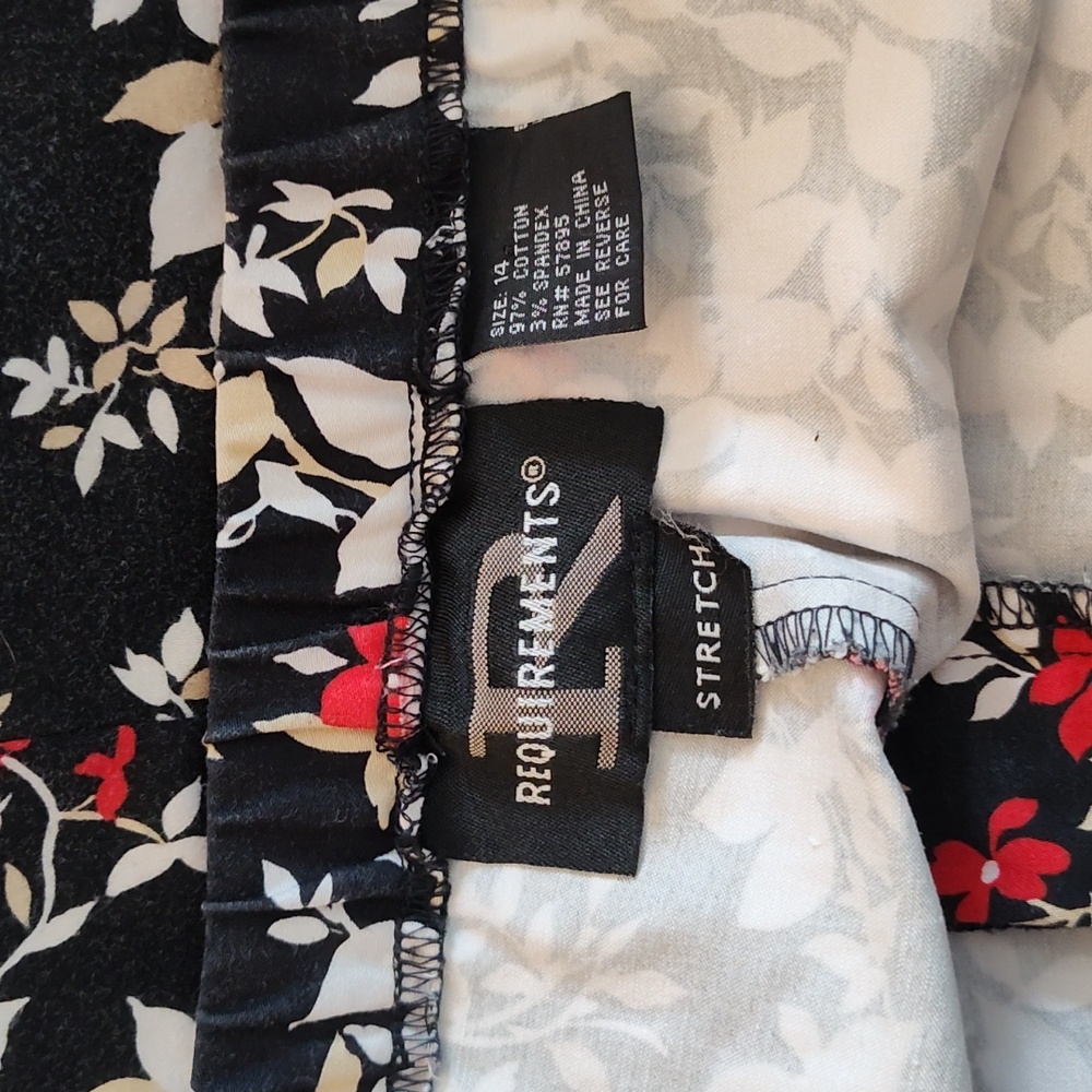 Requirements Capris 14 Spring Summer Bold Floral Pattern Cotton Blend Mid Rise - Picture 3 of 12